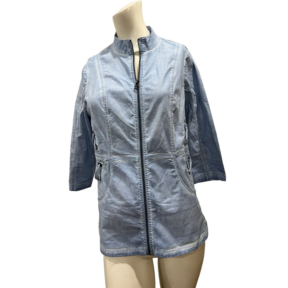 Zenergy Chico's Women's Denim Look‎ Jacket Allure Blue Zip Up Chico's Size 1 (M)